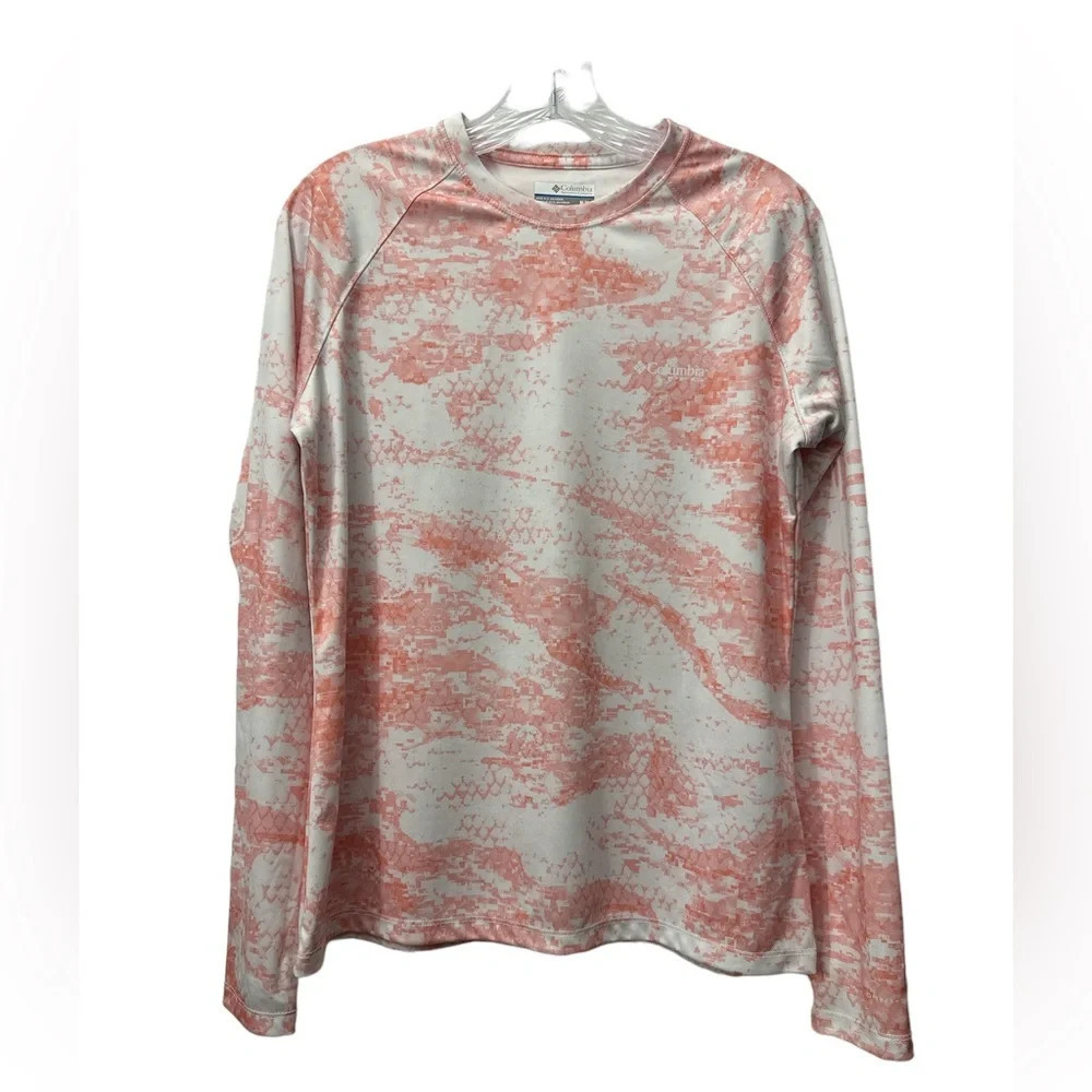 Columbia PFG Women’s Super Tidal Tee Long Sleeve Pink And White Size Medium